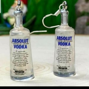 Miniature ABSOLUT VODKA drop earrings funny gag gift New